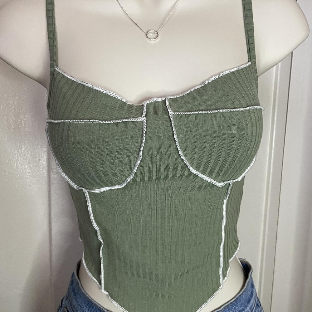 Olive Bustier Style Top